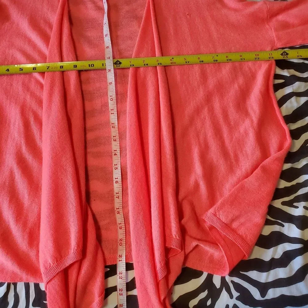 Calypso St Barth Coral 100% Cashmere Waterfall Open Front Cardigan Size M Preppy